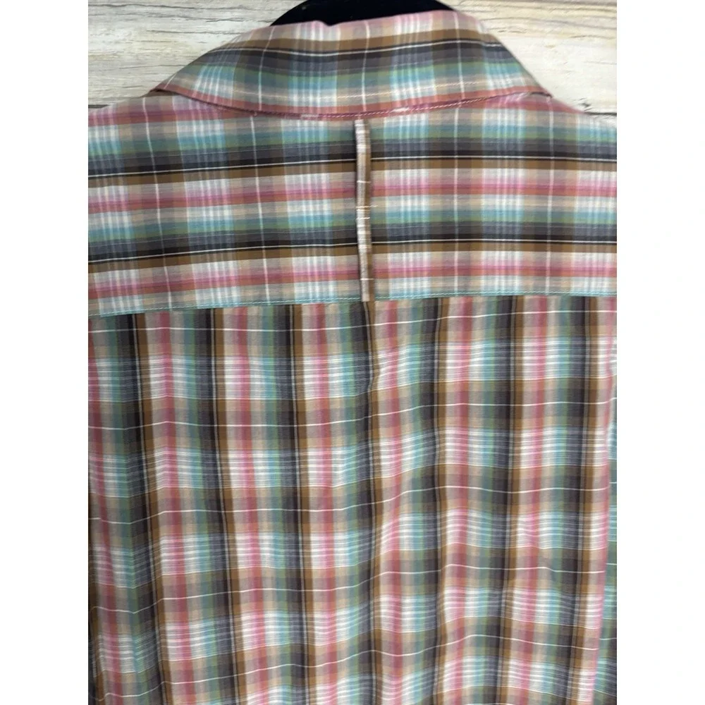 Banana Republic Men's L Standard Fit Plaid Button-Up Shirt Brown Pink L/S